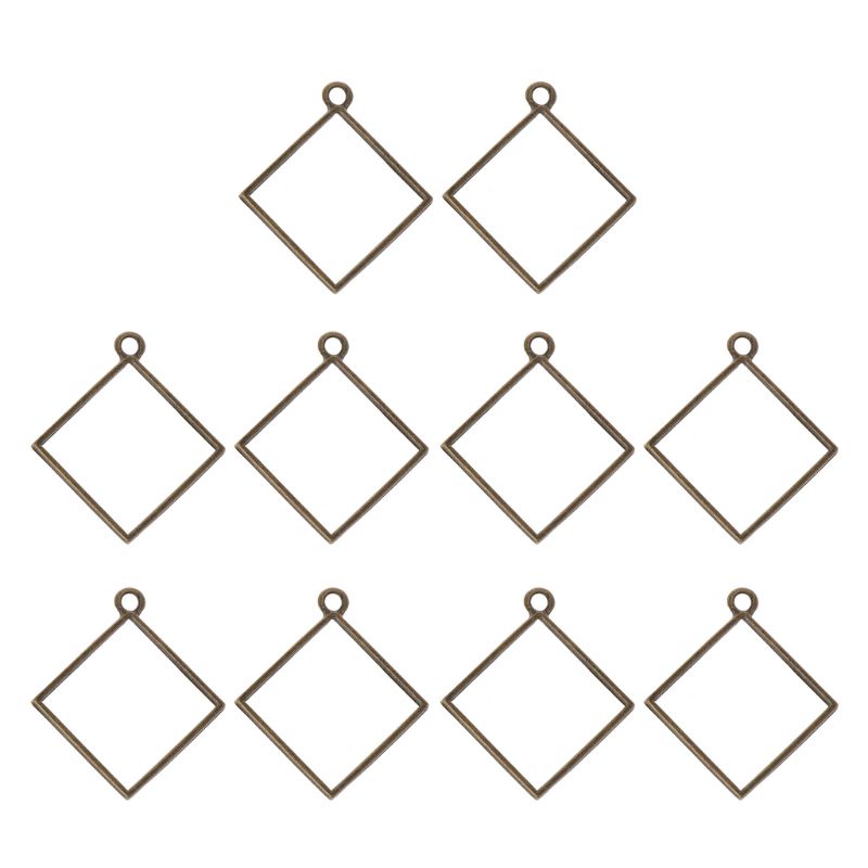 Bộ 10 Khung Mặt Dây Chuyền Hình Vuông Dạng Mở Dùng Làm Vòng Đeo Tay DIY