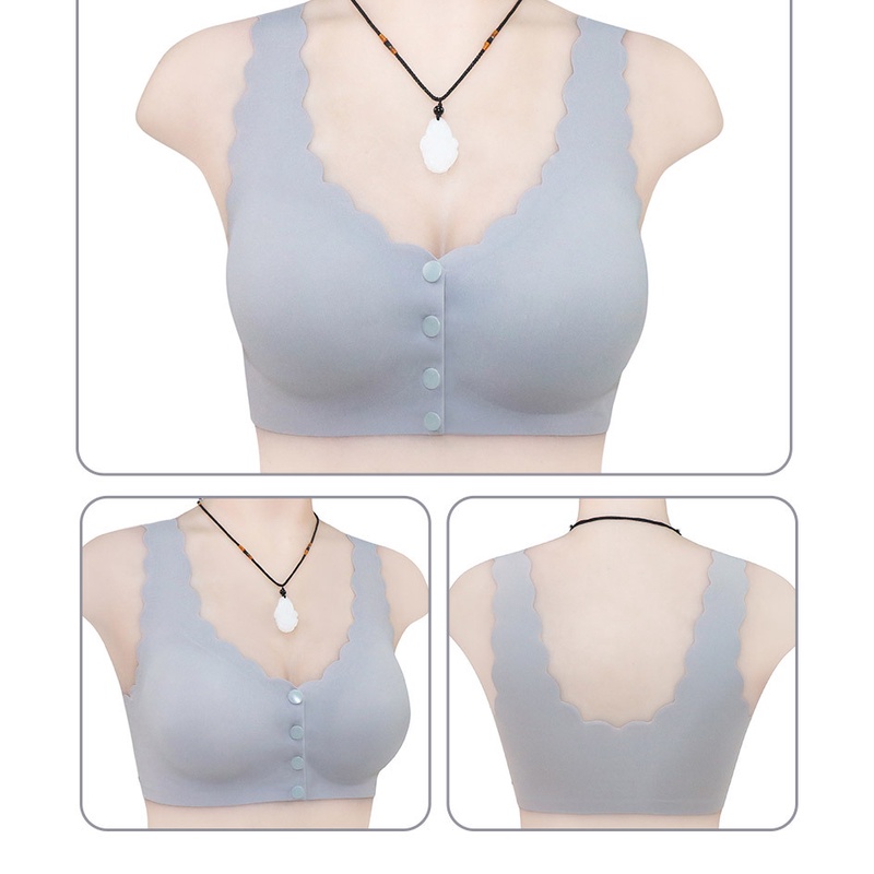 Áo Ngực Bốn Nút Cài Trước Sáng Tạo Với Áo Ngực Co Giãn Không Gọng Thép Kích Thước Lớn Phong Cách Phụ Nữ Trung Niên