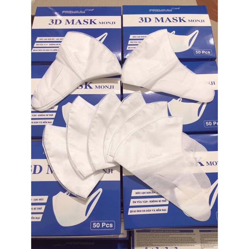 Khẩu trang 3D Người Lớn MONJI MASK Quai Co Dãn 4 Chiều Hộp 50 chiếc | BigBuy360 - bigbuy360.vn