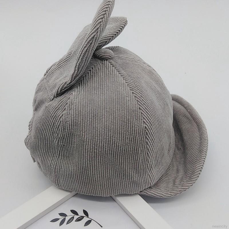 Mũ cotton thêu chữ trang trí tai thỏ xinh xắn cho bé