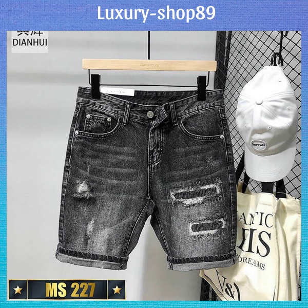 Quần short jean nam co giãn cao cấp, Quần đùi Chất Bò họa tiết độc đáo Luxury-Shop89 SJTP15