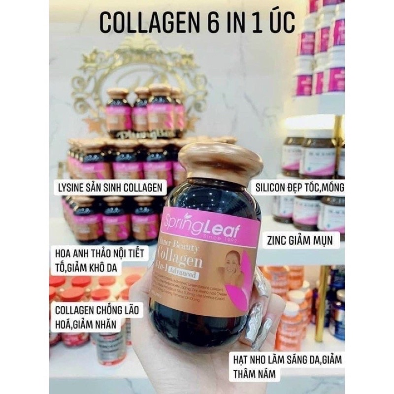 Viên collagen Spring Leaf Inner Beauty collagen 6-in-1 Advanced chính hãng Úc 90v