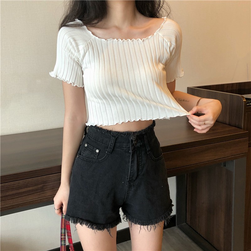 Áo thun tay ngắn IELGY cổ vuông thời trang mùa hè dành cho nữ