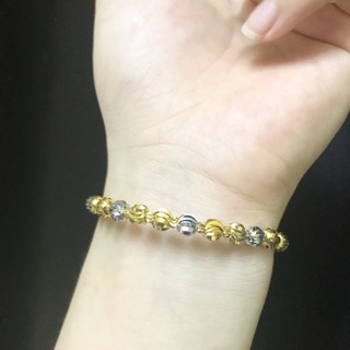 Vòng tay nữ phối bi 2 màu dạng cứng đeo cực sang tay