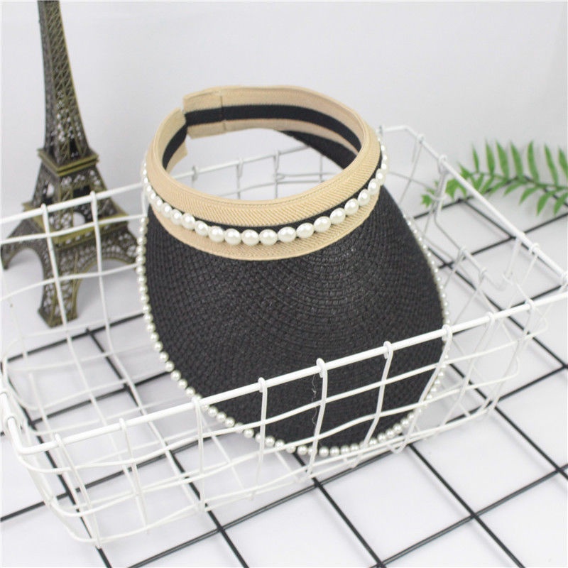 Mũ Rơm Đính Ngọc Trai Thời Trang Cho Nữ