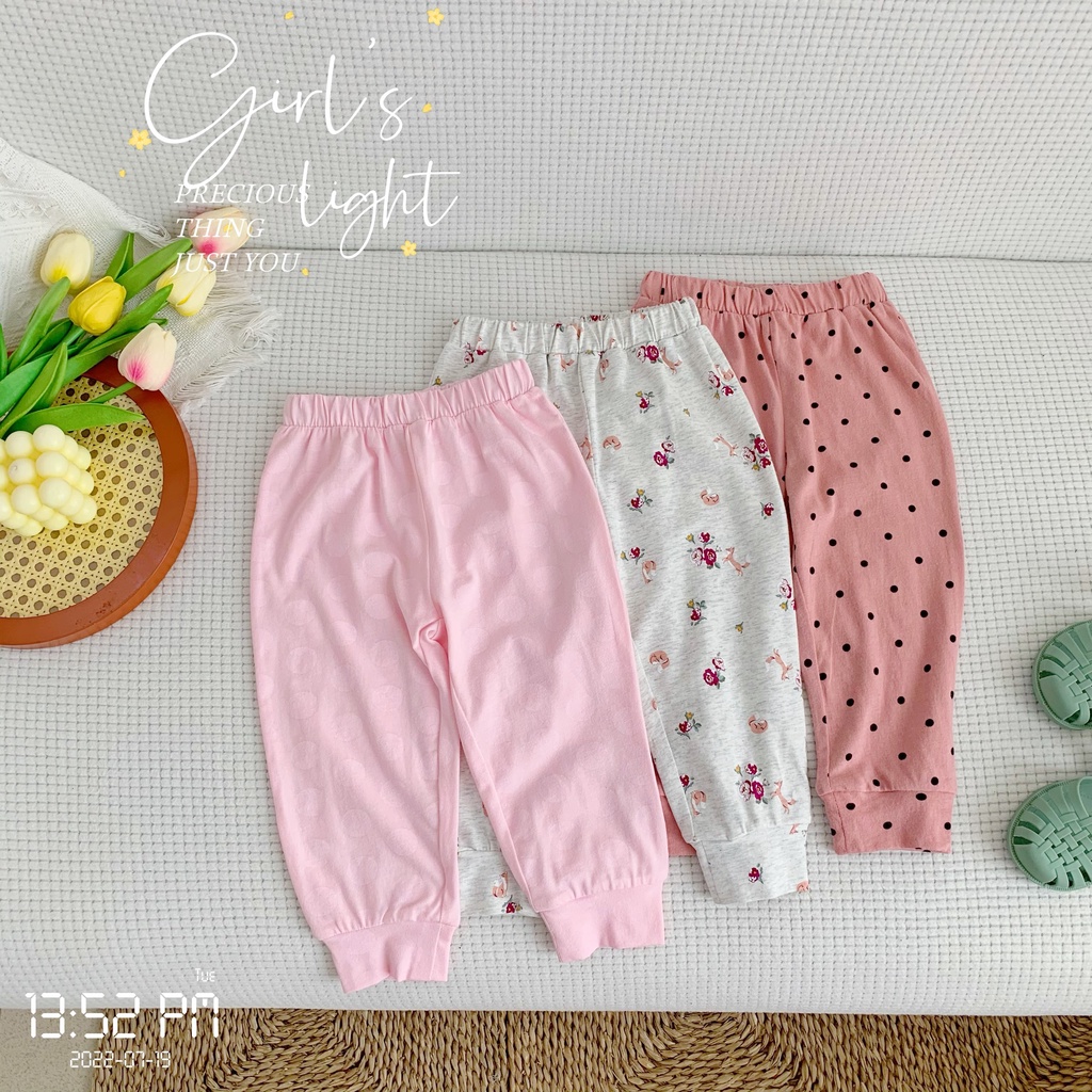 Bộ bé gái thu đông dài tay hoạ tiết xinh xắn cho bé, bộ cotton tay dài mềm, thoải mái bé gái