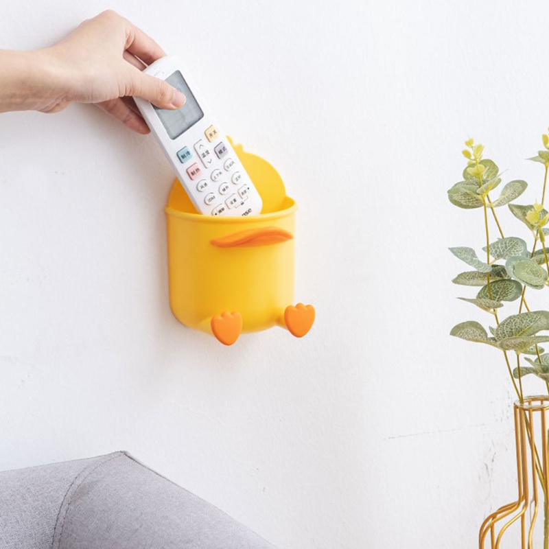 Hộp Đựng Vật Dụng Gắn Tường Có Móc Đa Năng Hình Vịt Vàng Cho Nhà Bếp Phòng Tắm