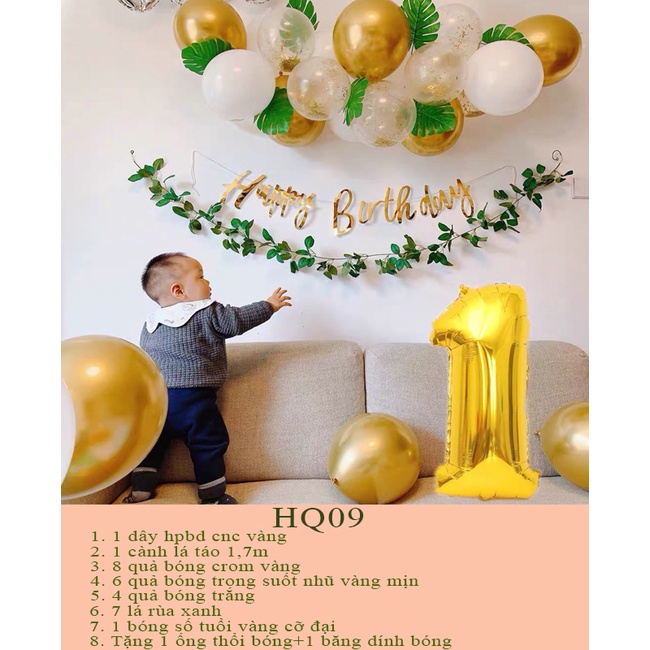 Combo set bong bóng happy birthday trang trí sinh nhật Hàn Quốc cho bé trai, gái và người lớn cực xinh, đầy đủ phụ kiện