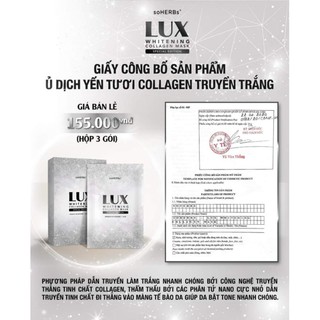 (Chính hãng soHERBs-Date 2027) Ủ TRẮNG LUX TINH CHẤT YẾN soHERBs  (1 hộp 3 gói)