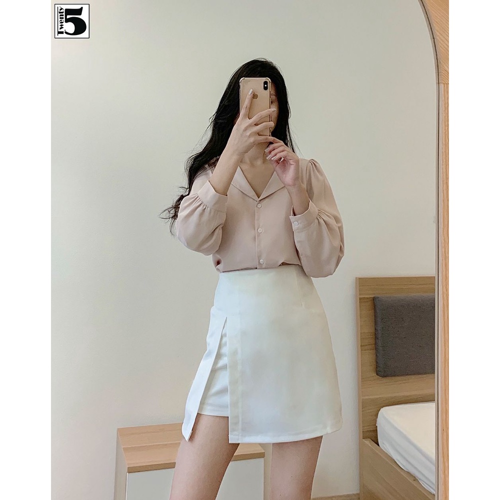 Áo sơ mi nữ công sở cổ bẻ 2 ve tay bồng Twentyfive N1069