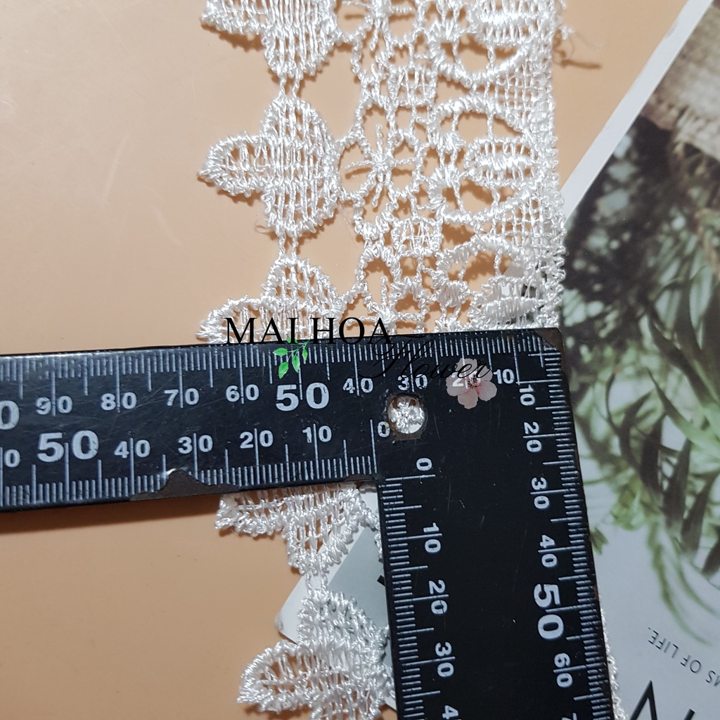 RC26 Cuộn 4 mét dây ren viền may đồ ren thêu hoa ren chỉ thêu rộng 6cm Maihoaflower