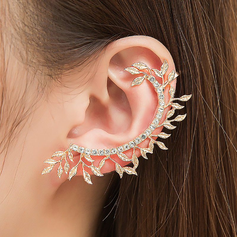 Exquisite Diamond Leaf Earrings for Women