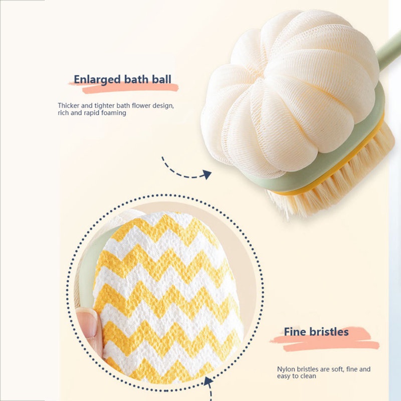 Cây Bông Tắm Chà Lưng BÍ NGÔ Cán Dài Lông Mềm Đa Năng Cho Người Lớn