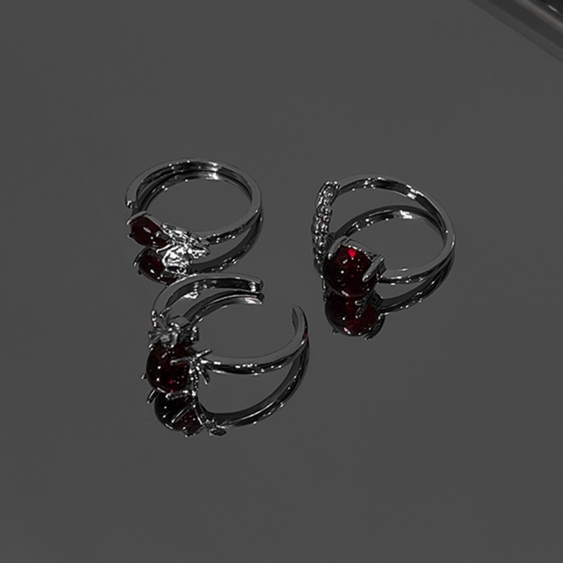 Nhẫn Đính Đá Ruby Phong Cách Hàn Quốc Cá Tính