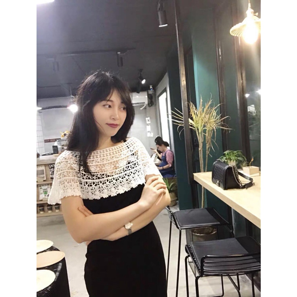 Áo Khoác Ngoài Ngắn Nhỏ Dạng Áo Vest Ngắn Dệt Kim Khoét Lỗ Ren Hoa Thời Trang Mùa Hè Dành Cho Bạn Nữ