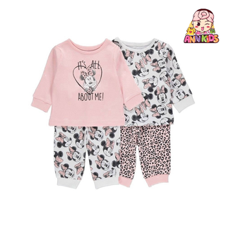 Bộ dài tay thu đông cho bé gái - Set 2 bộ dài tay Minnie hồng HM siêu đẹp cho bé gái size 1-6t (9-23kg)