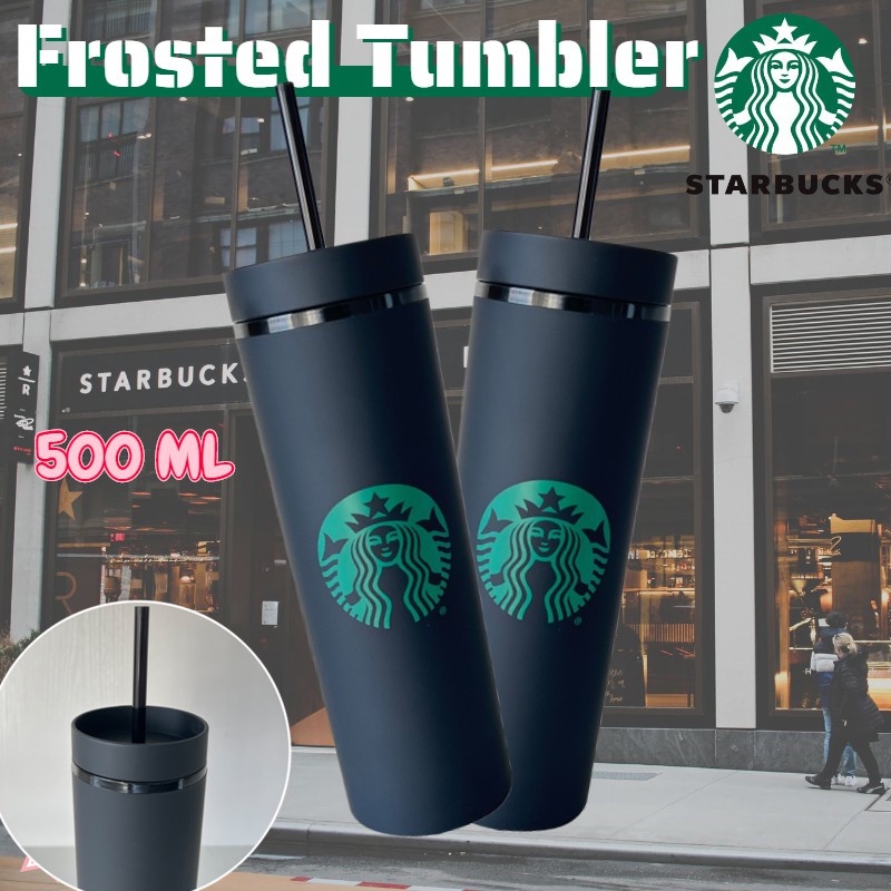 Cá Tuyết 500Ml Nhựa Hai Lớp Straw Cup Cho Du Học/Làm Việc Cốc Cà Phê Starbucks Tumbler