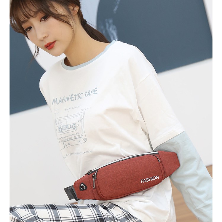 Túi bao tử, túi đeo chéo nam nữ vải bố FASHION size 30cm TUI-01