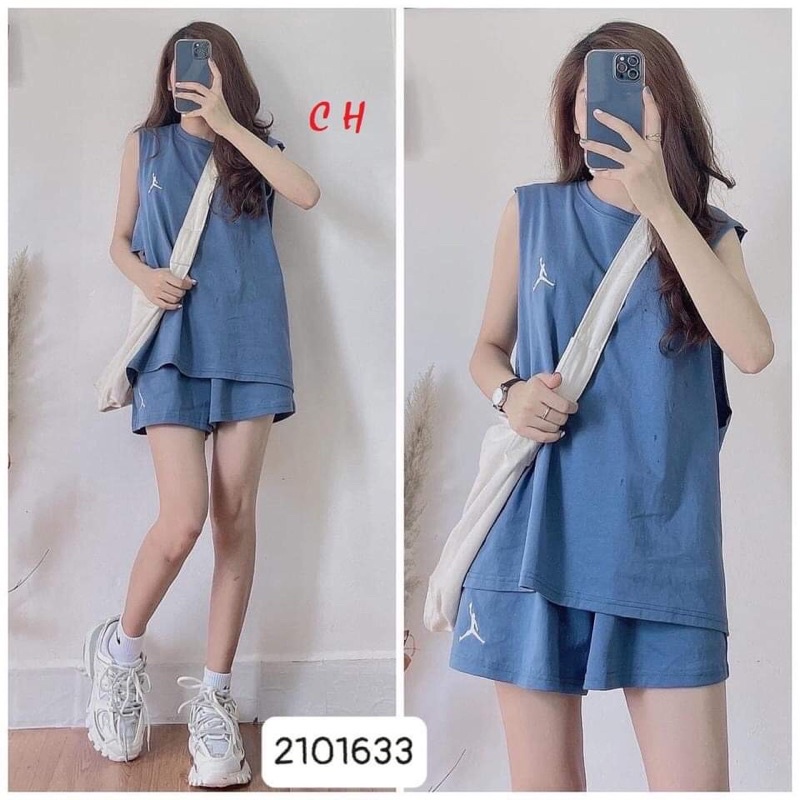 Sét tanktop logo người kèm bra đồng màu COH577