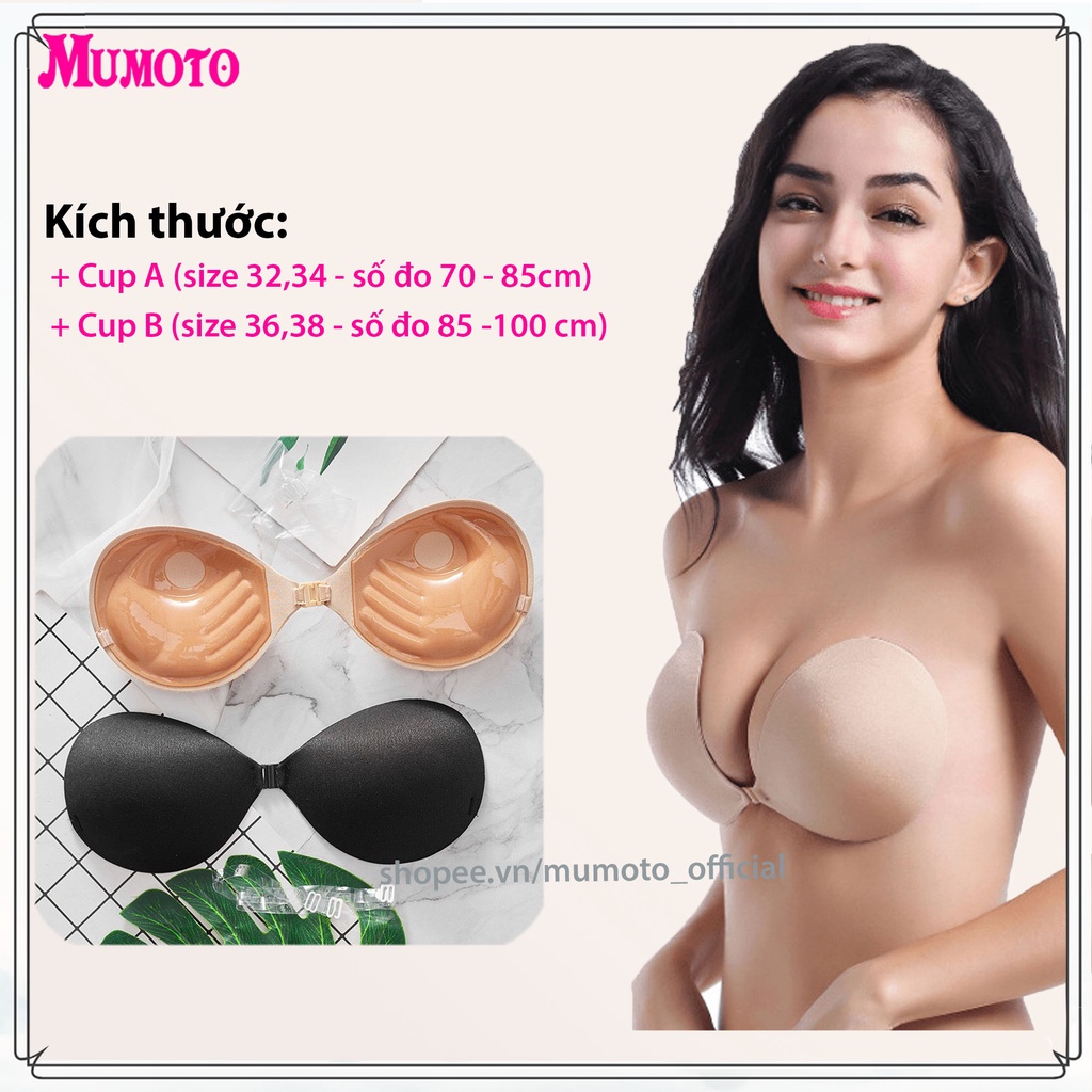 Miếng dán nâng ngực silicon siêu nâng bám dính, áo bra dán ngực cài trước - MUMOTO