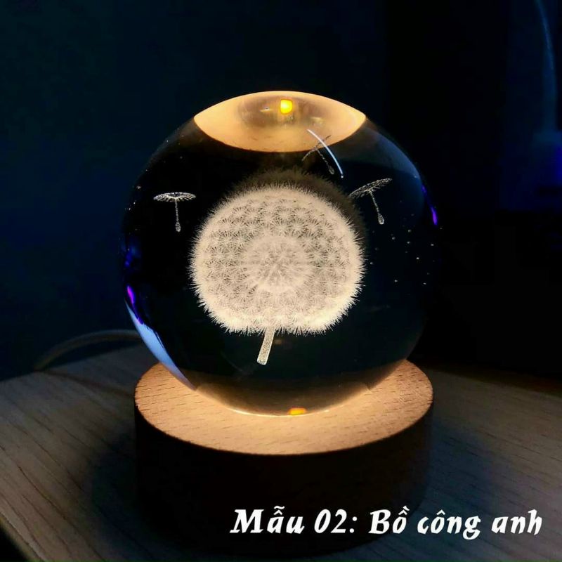 Quả cầu pha lê 3D ánh sáng vàng