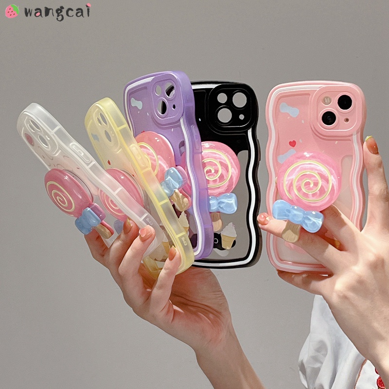 Ốp Điện Thoại Dẻo Trong Suốt Kèm Giá Đỡ Hình Kẹo/ Cây Kem/ Kẹo Ngọt Cho OPPO Reno 8 7 5 Pro 6 5G R17 R15