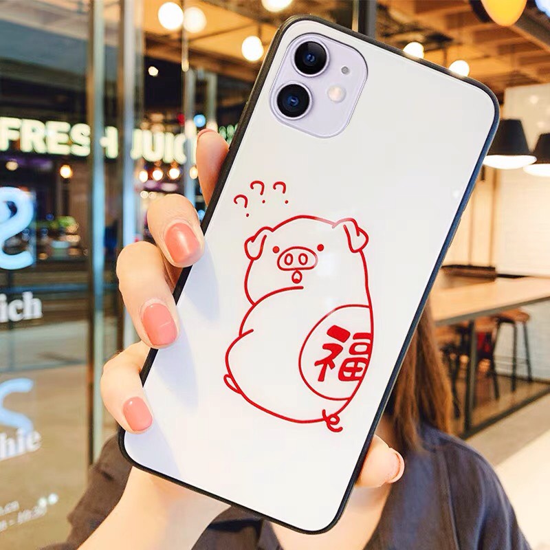 Ốp lưng iphone kính cặp đôi Heo khoe mông cute case 14 14plus 13 pro max 12 promax 11 mini 6 6s 7 8 plus x xr xs