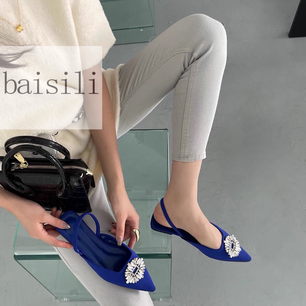 SANDAL NỮ BAISILI - GIÀY THỜI TRANG BỆT PHONG CÁCH NỮ TÍNH BÍT MŨI NHỌN ĐẾ THẤP BS220904