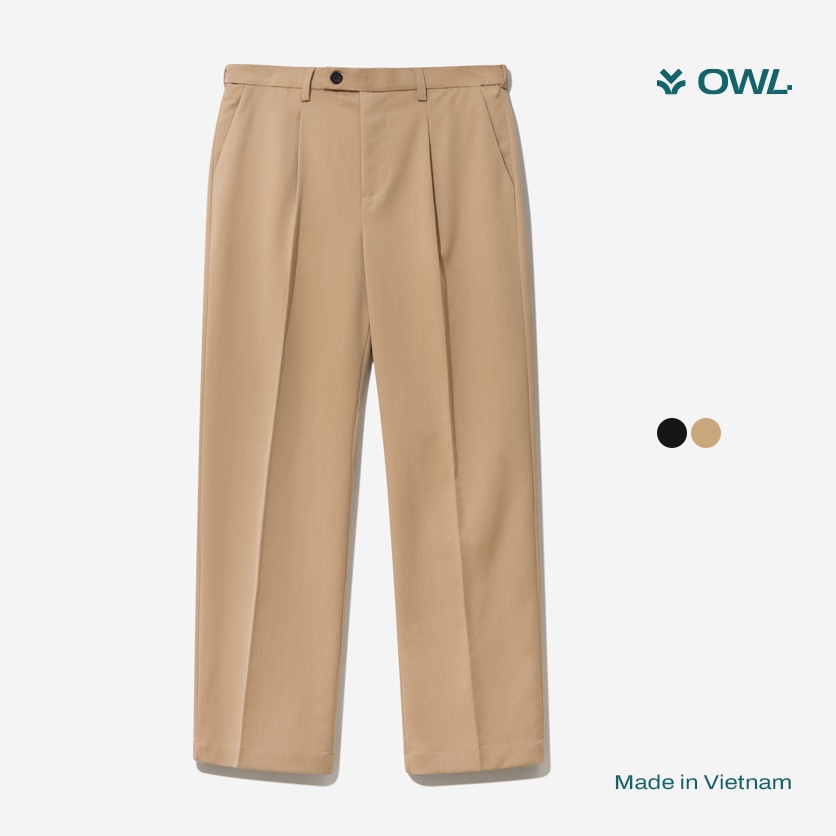 Quần tây dài ống rộng Owlbrand Loose Trouser/Tan