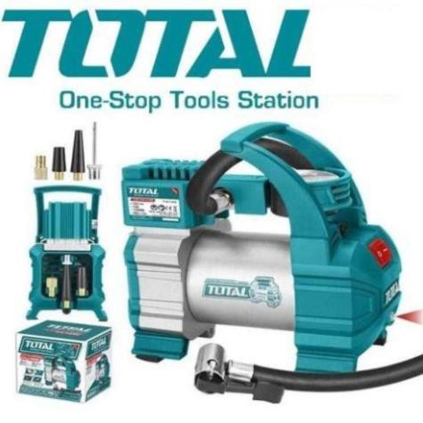 Máy bơm hơi lốp xe dùng bình nguồn 12V TTAC1406 Total thiết kế nhỏ gọn cho xe máy, ô tô đi du lịch, dã ngoại, phượt