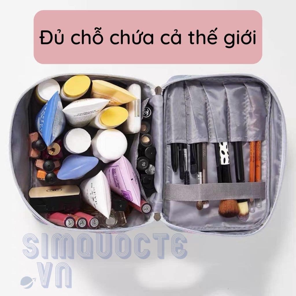 Túi đựng mỹ phẩm đi du lịch có quai xách hình hộp
