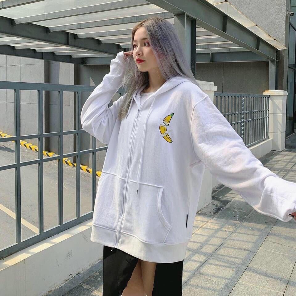 ÁO KHOÁC HOODIE TRÁI CHUỐI BANANA ULZZANG UNISEX - ÁO NỈ MŨ CHUỐI TRẮNG ĐEN XANH
