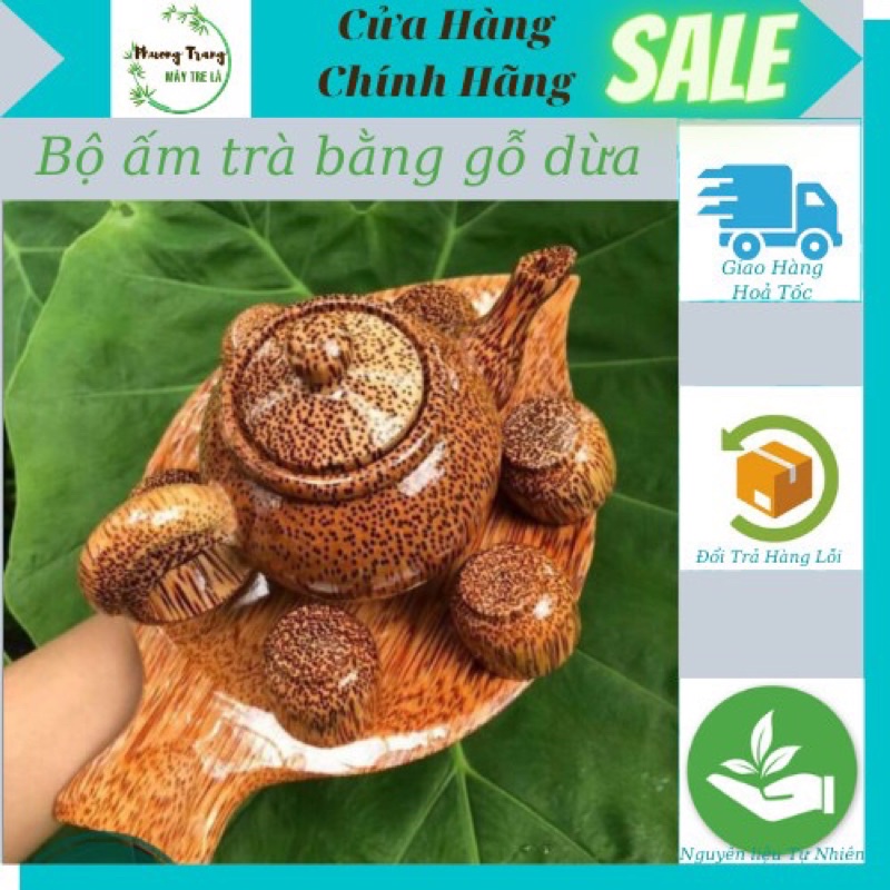 Bộ ấm chén bằng gỗ dừa