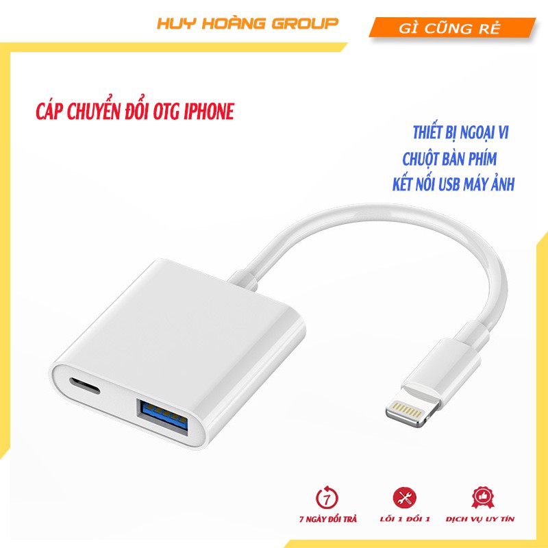 Cáp otg iPhone,Cáp otg Lightning, iPad kết nối với chuột, bàn phím và máy ảnh ( Lightning to USB )