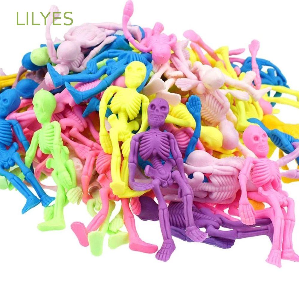 LILYES Easter Egg Basket Stuffers Stretchy Skeleton Small Toys Anti-stress Toys Skeleton Toys Stress Relief Toy Classroom Prizes Kid Gift Party Favors Pinata Filler Stretchy Toys Halloween Skeletons