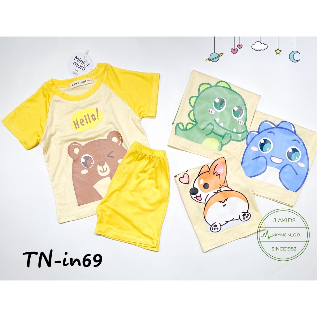 [Bé:6-19kg] Bộ Quần Áo Tay Ngắn Minky Mom, Vải Thun Lạnh Thoáng Mát, In nhiều Hình Dễ Thương - Mã: TN-IN69