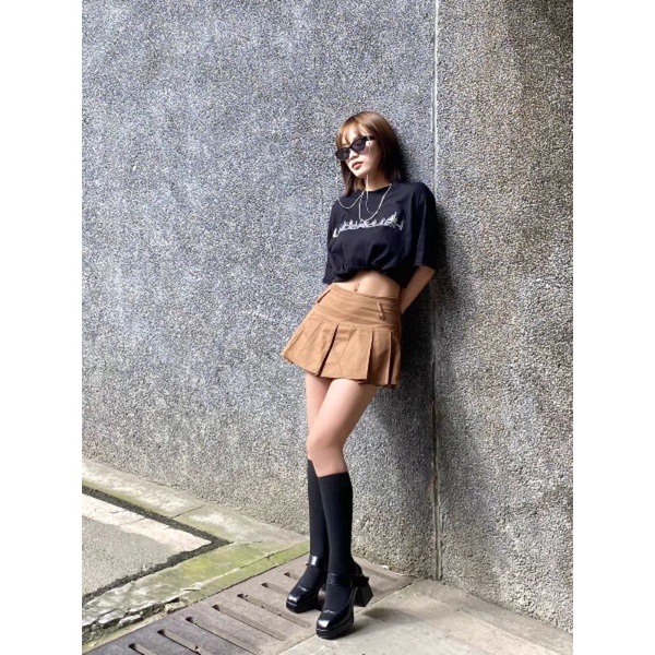 Giày cao gót độn đế bốt martin Mary Jane da Pu mũi vuông phong cách cổ điển Hàn Quốc xinh xắn