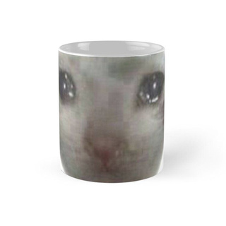 Cốc sứ in hình -Crying Teary Eyed Sad Cat Meme -MS64