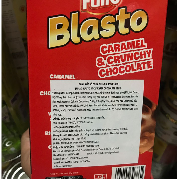 Bánh xốp Sô cô la Fullo Blasto 18gr (Fullo Blasto Stick Wafer Chocoate 18 gr) | BigBuy360 - bigbuy360.vn