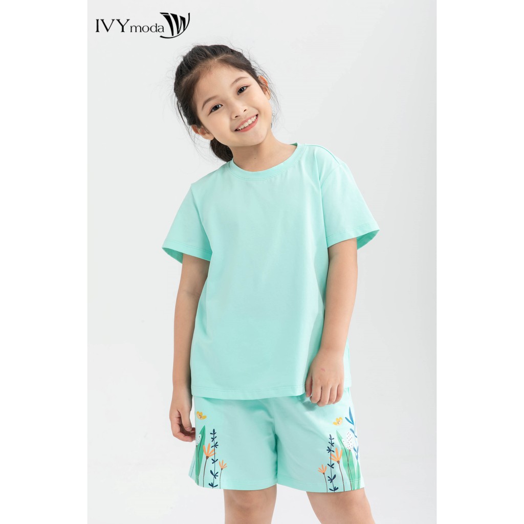 Áo thun cổ tròn (kèm quần) bé gái IVY moda MS 57G1316