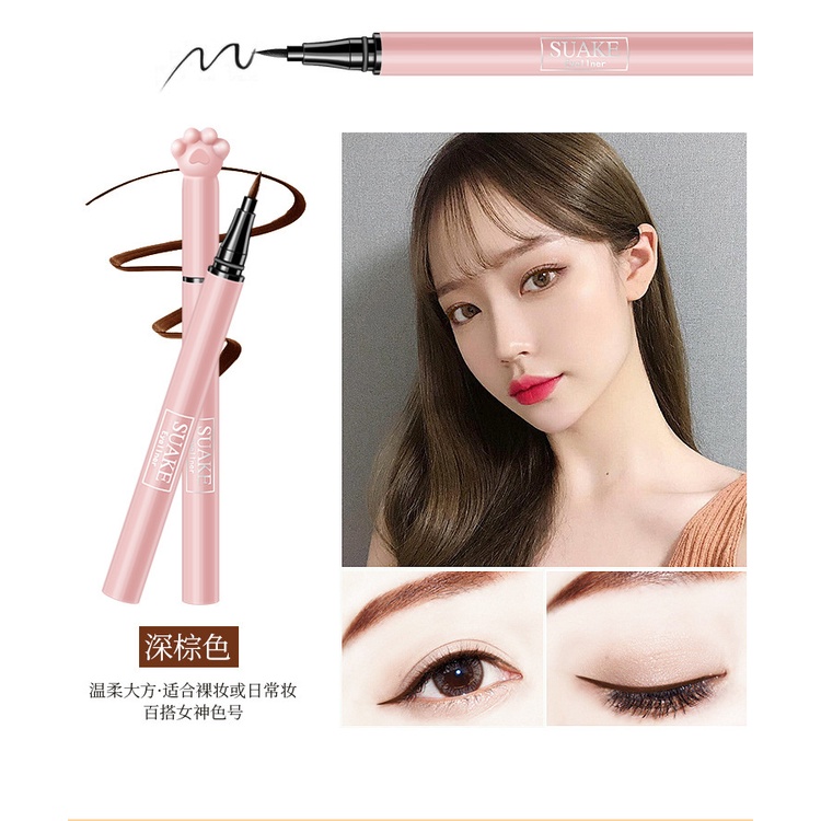 Bút kẻ mắt nước Suake dạng lỏng thiết kế chân mèo hồng đáng yêu, Bút kẻ mắt dạng lỏng Suake chống nước