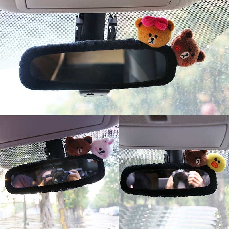 Vỏ bọc gấu thỏ gà hoạt hình dễ thương sáng tạo Hàn Quốc trang trí kính chiếu hậu dây an toàn nội thất xe hơi IimO