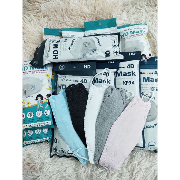 set 10 cái khẩu trang 4D KF94 an Phong đủ màu như hình