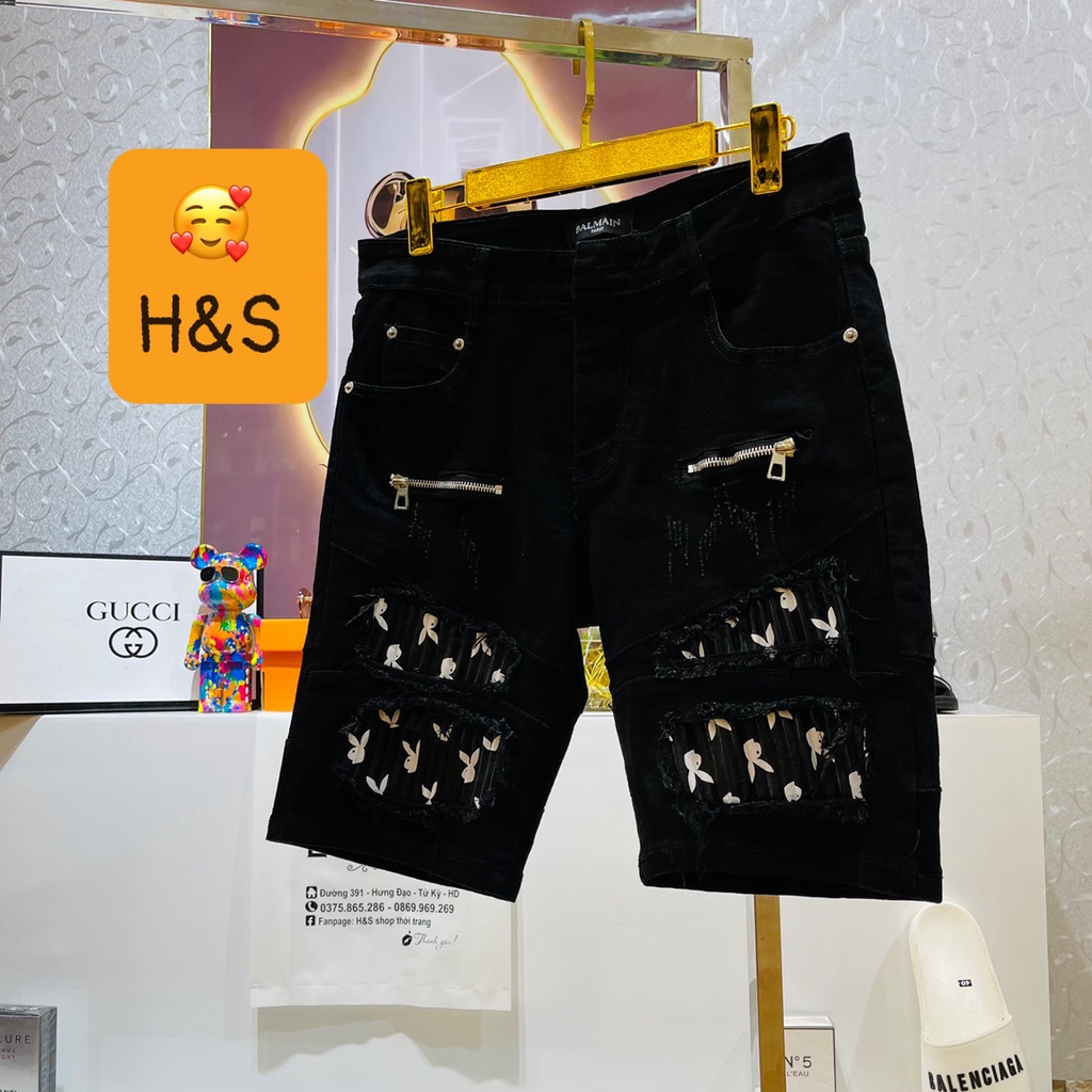 Quần Shots Lửng Vá Da Thỏ Cao Cấp Cho Nam Chất Liệu 100% Cotton Co Dãn