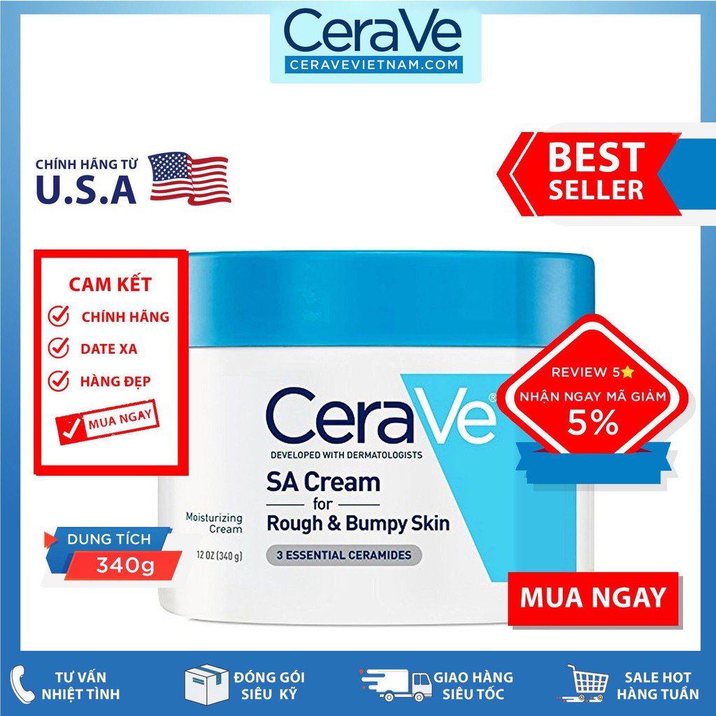 Kem dưỡng CeraVe SA Cream Rough &amp; Bumpy Skin