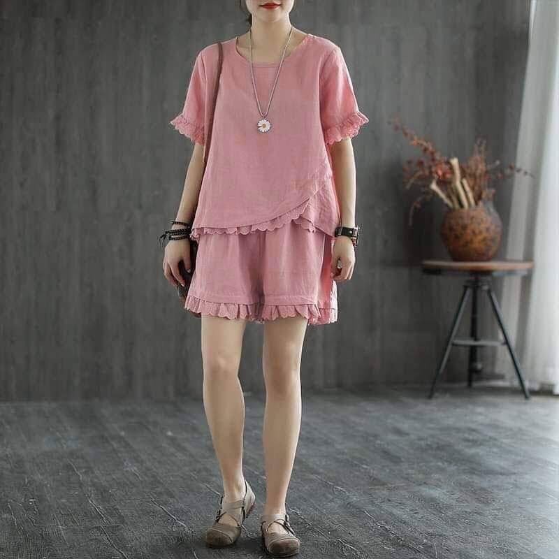 SET BỘ COTTON ĐÙI PHỐI REN SIÊU XINH-SIZE 40-75KG