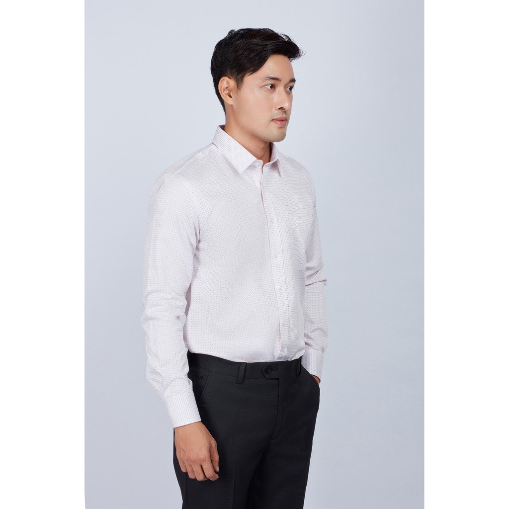 Áo sơ mi nam mattana Slim fit trắng dài tay chấm bi MAM04190011705123