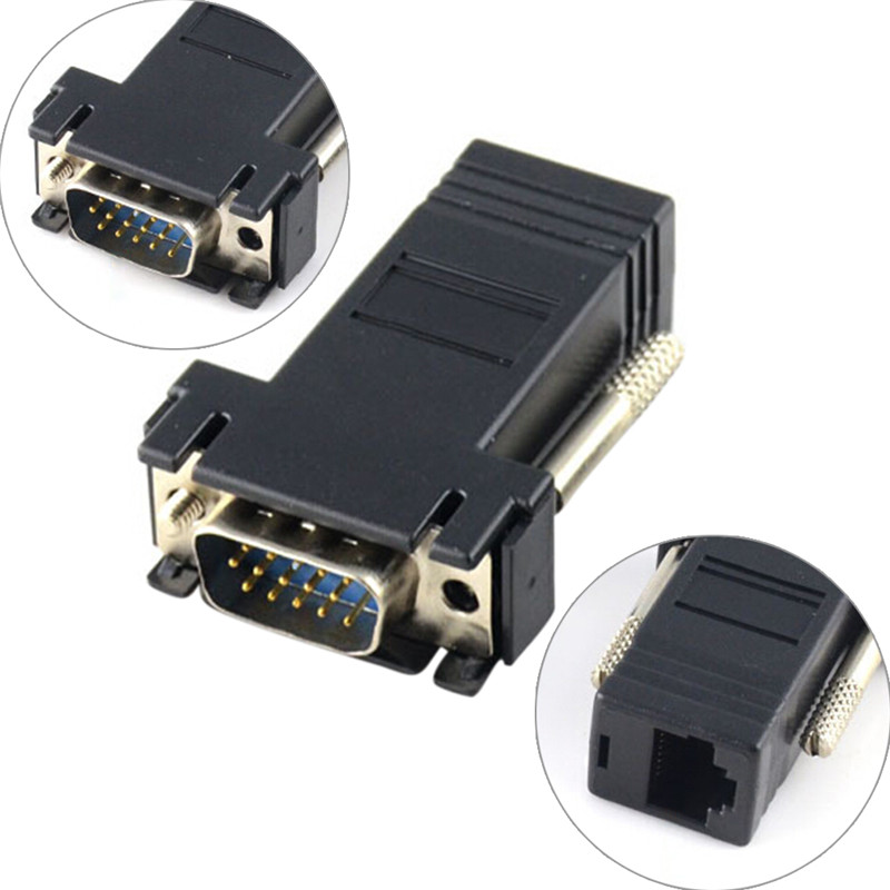 Dây Cáp Nối Dài VGA RGB HDB Male Sang LAN CAT5 CAT6 RJ45 Female