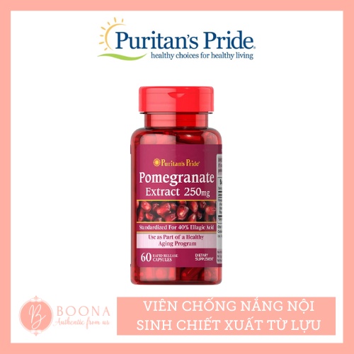 Puritan’s Pride - Viên uống chống nắng nội sinh sáng da chống lão hóa da từ quả lựu 250mg