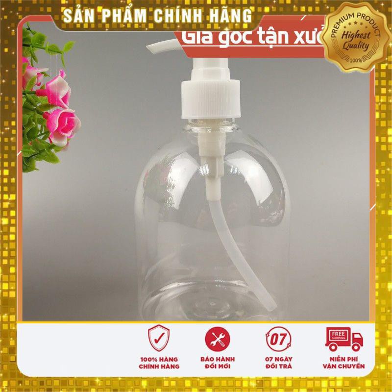 Chai Chiết Mĩ Phẩm ❤ TRÙM SỈ ❤ Chai nhựa pet vòi nhấn sữa tắm 500ml Trong béo lùn chiết mỹ phẩm , phụ kiện du lịch